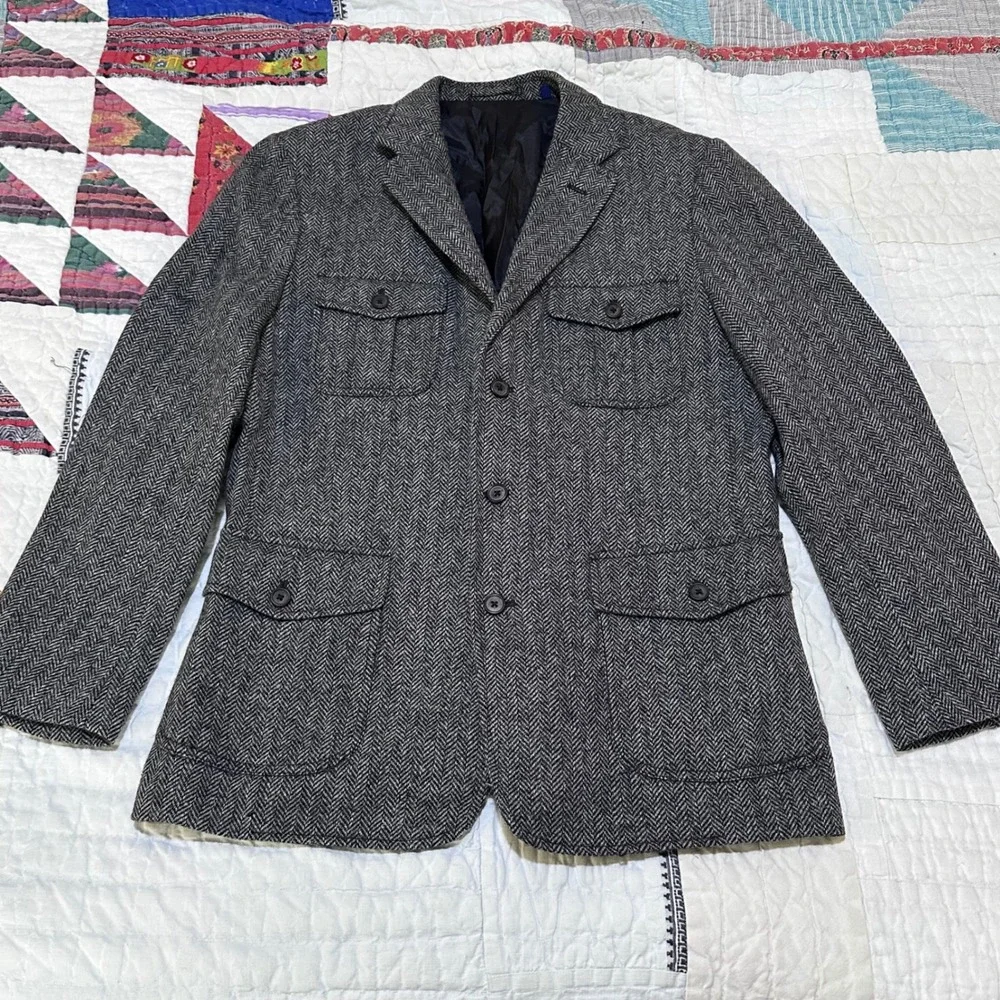 Martin + Osa Sport Coat Grey Herringbone Wool Blazer Fall 09 L 41/42